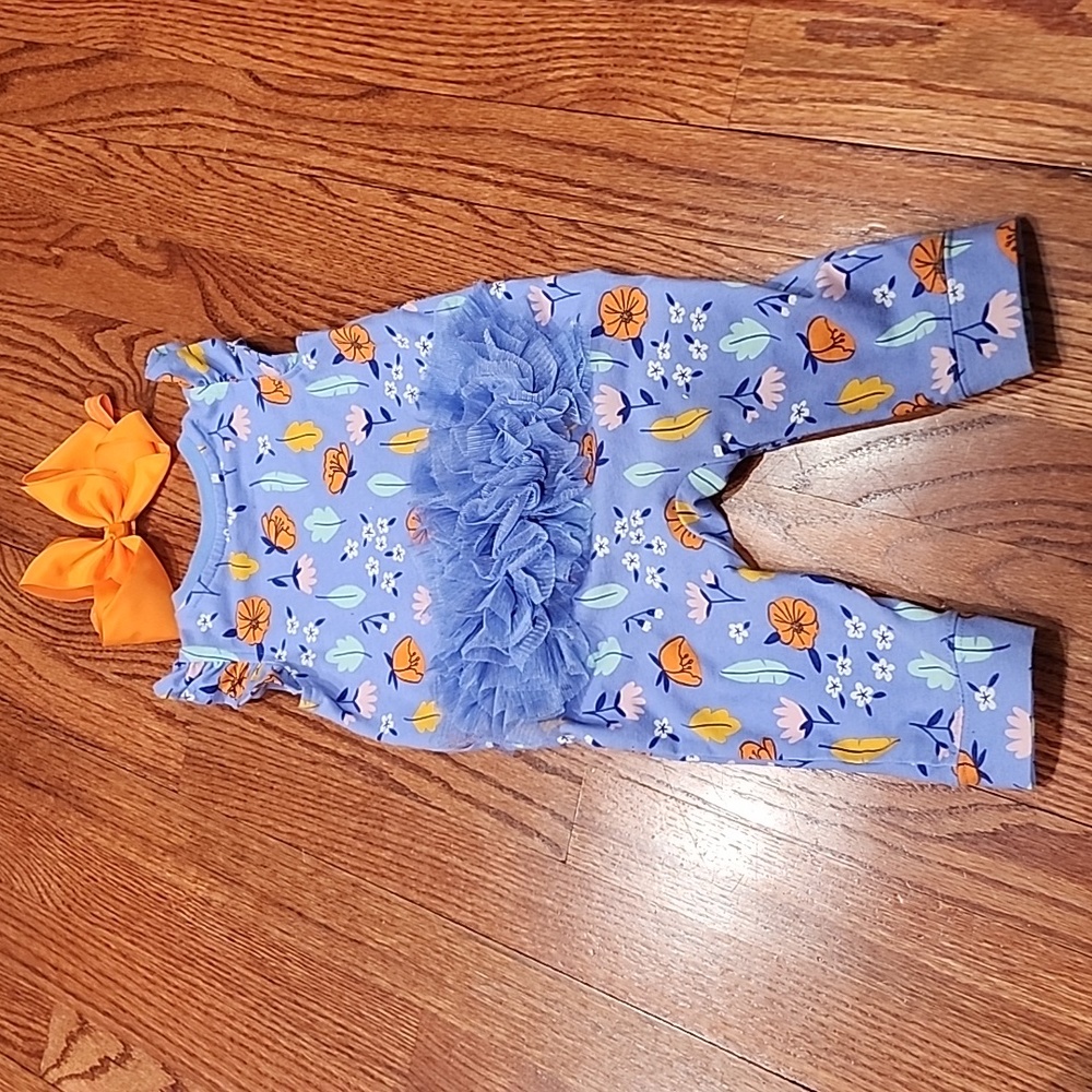 Cat & Jack 3-6 month jumper & headband.